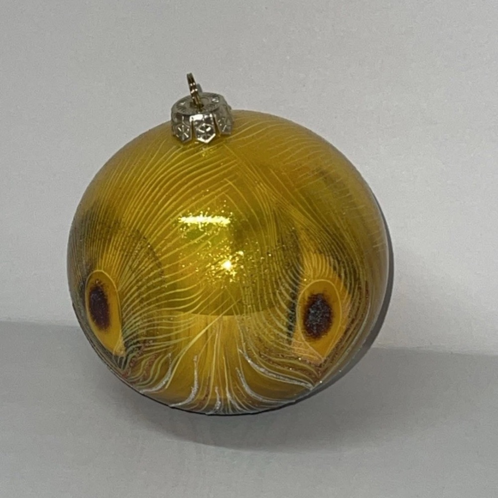 Metropolitan Museum of Art Tiffany Art Nouveau Glass Yellow Peacock Ornament